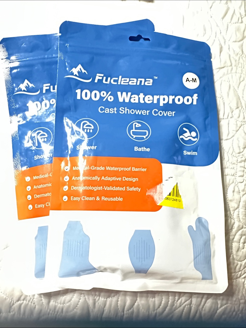 Blue 100% Waterproof Cast Shower Cover